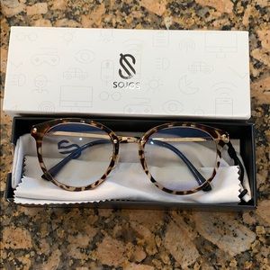 SOJOS blue light leopard cat eye glasses